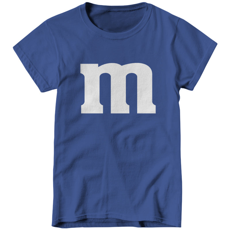 Blue M&M Costume Ladies T-Shirt - FiveFingerTees