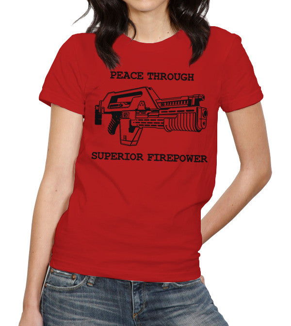 Peace Through Superior Firepower T-Shirt - FiveFingerTees
