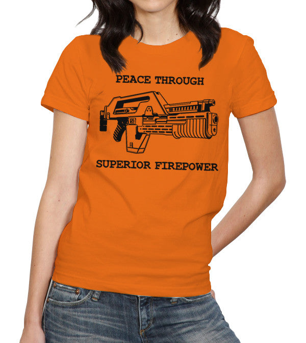 Peace Through Superior Firepower T-Shirt - FiveFingerTees