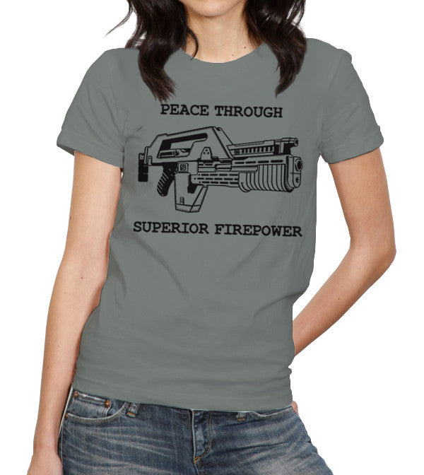 Peace Through Superior Firepower T-Shirt - FiveFingerTees
