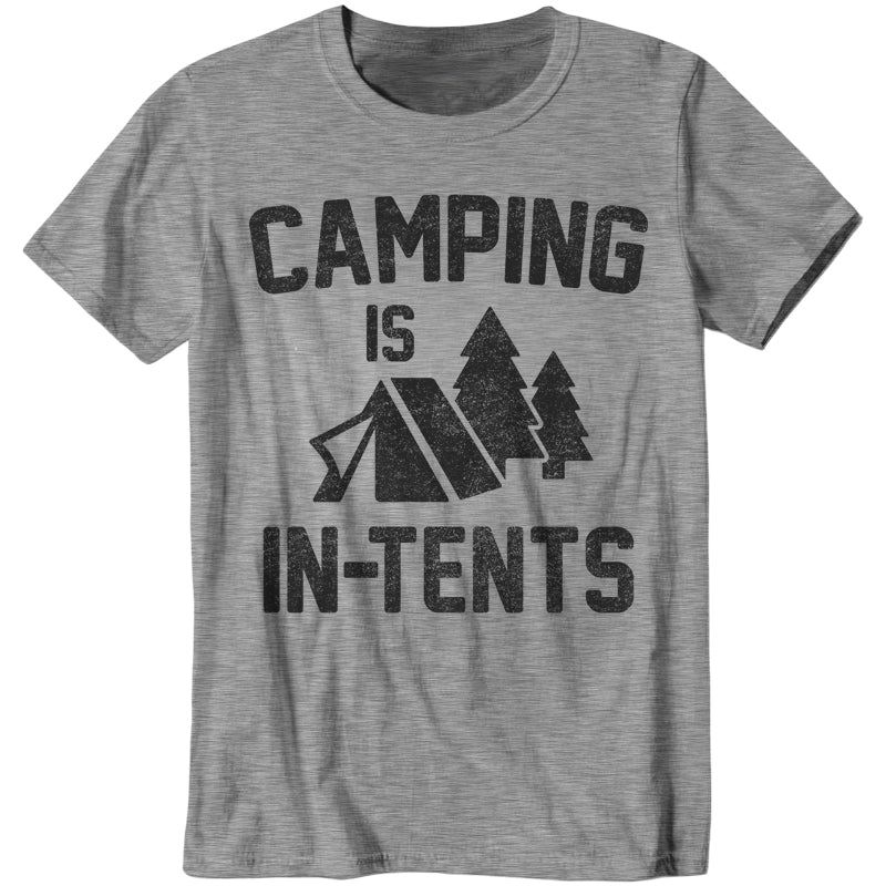 Camping Is In-Tents T-Shirt - FiveFingerTees Guys Classic Tee / 3X-Large / Heather Gray