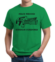 Peace Through Superior Firepower T-Shirt - FiveFingerTees