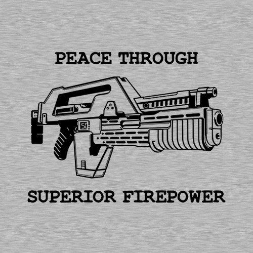 Peace Through Superior Firepower T-Shirt - FiveFingerTees