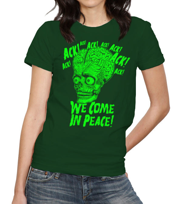 Ack! We Come In Peace T-Shirt - FiveFingerTees