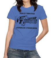Peace Through Superior Firepower T-Shirt - FiveFingerTees