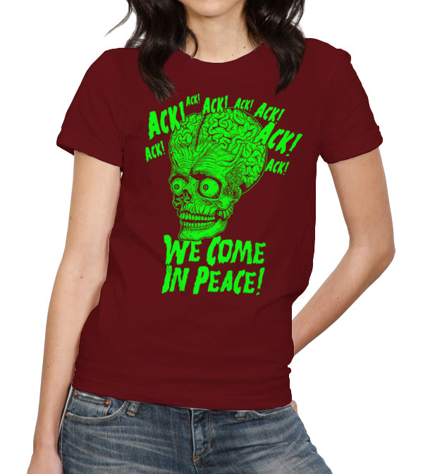 Ack! We Come In Peace T-Shirt - FiveFingerTees