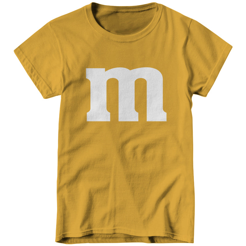 Gold M&M Costume Ladies T-Shirt - FiveFingerTees