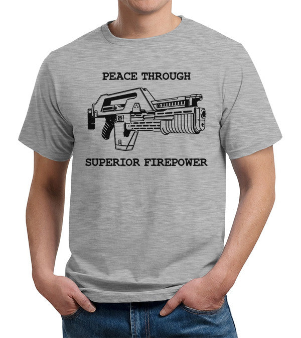 Peace Through Superior Firepower T-Shirt - FiveFingerTees