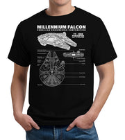 Millennium Falcon Blueprint T-Shirt - FiveFingerTees