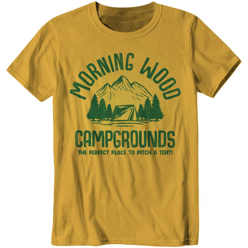t shirt tent Morning Wood Campgrounds T-Shirt