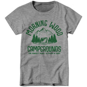 Morning Wood Campgrounds Ladies T-Shirt - FiveFingerTees