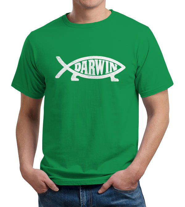 Darwin Fish T-Shirt Guys Small Kelly Green