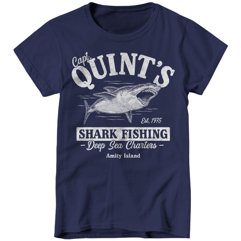 Quint's Shark Fishing Ladies T-Shirt - FiveFingerTees