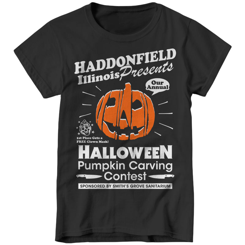 Haddonfield Pumpkin Carving Contest Ladies T-Shirt - FiveFingerTees