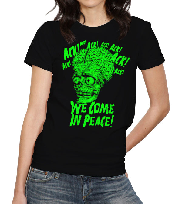 Ack! We Come In Peace T-Shirt - FiveFingerTees